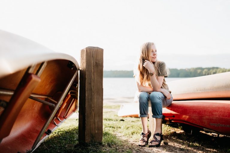 a woman by the river